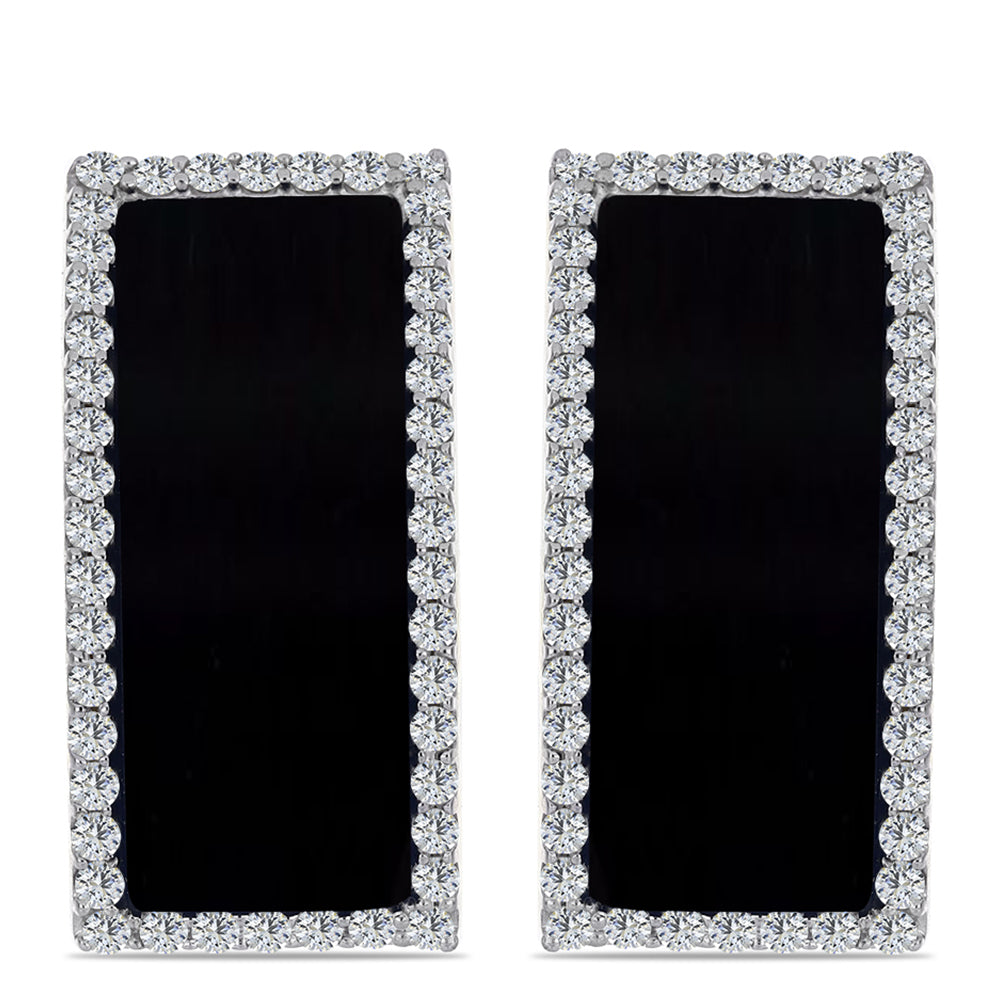 Goldplattierte Silberohrringe mit schwarzem Onyx aus Suwar und weißem Topas 1 