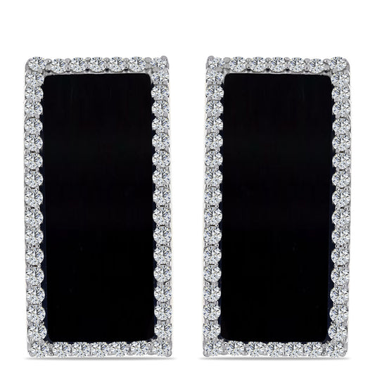 Goldplattierte Silberohrringe mit schwarzem Onyx aus Suwar und weißem Topas