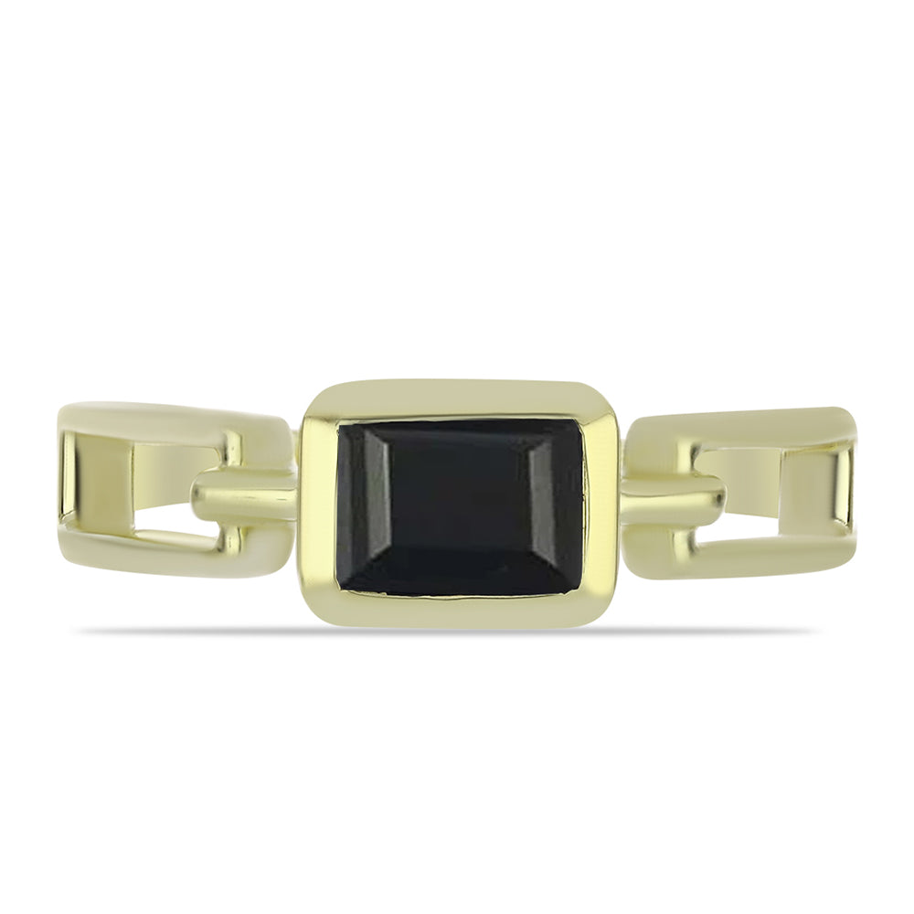 Goldplattierter Silberring mit schwarzem Onyx aus Suwar 2 
