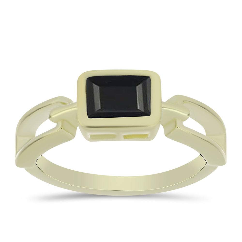 Goldplattierter Silberring mit schwarzem Onyx aus Suwar 1 