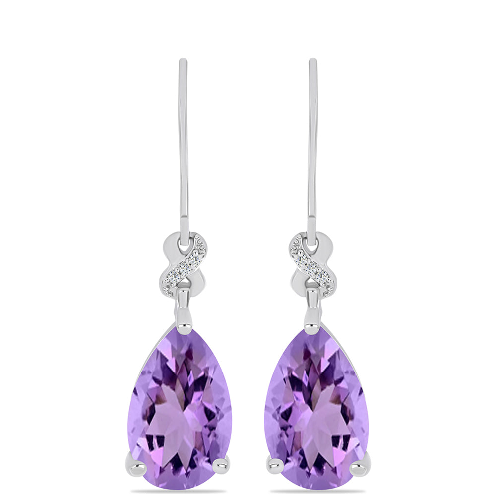 Silberohrringe mit Rose De France Amethyst und weißem Topas 1 