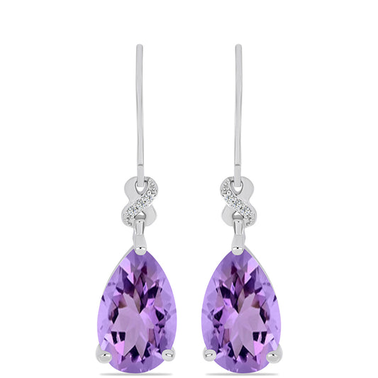 Silberohrringe mit Rose De France Amethyst und weißem Topas