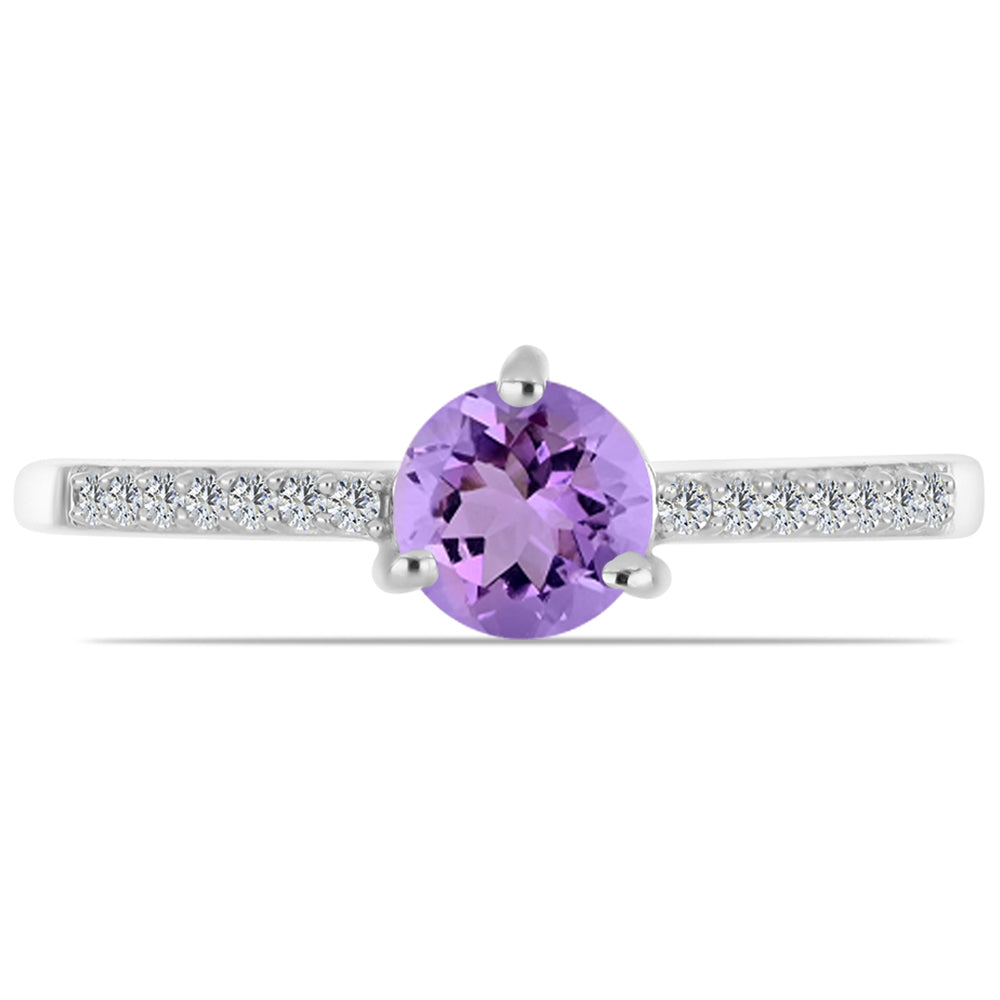 Silberring mit Rose De France Amethyst und weißem Topas