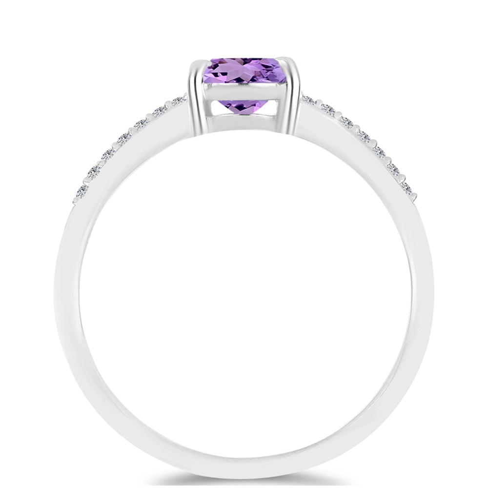 Silberring mit Rose De France Amethyst und weißem Topas
