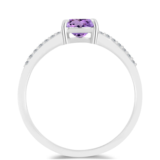 Silberring mit Rose De France Amethyst und weißem Topas