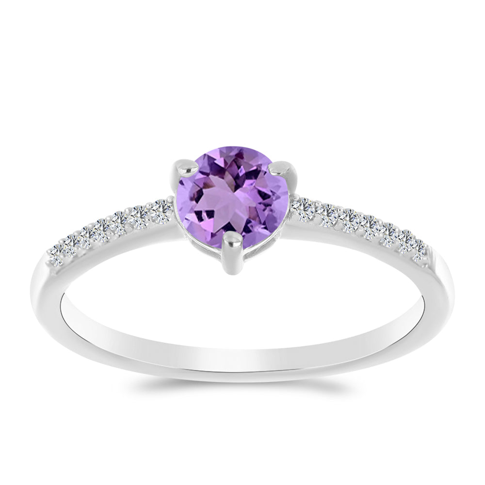 Silberring mit Rose De France Amethyst und weißem Topas