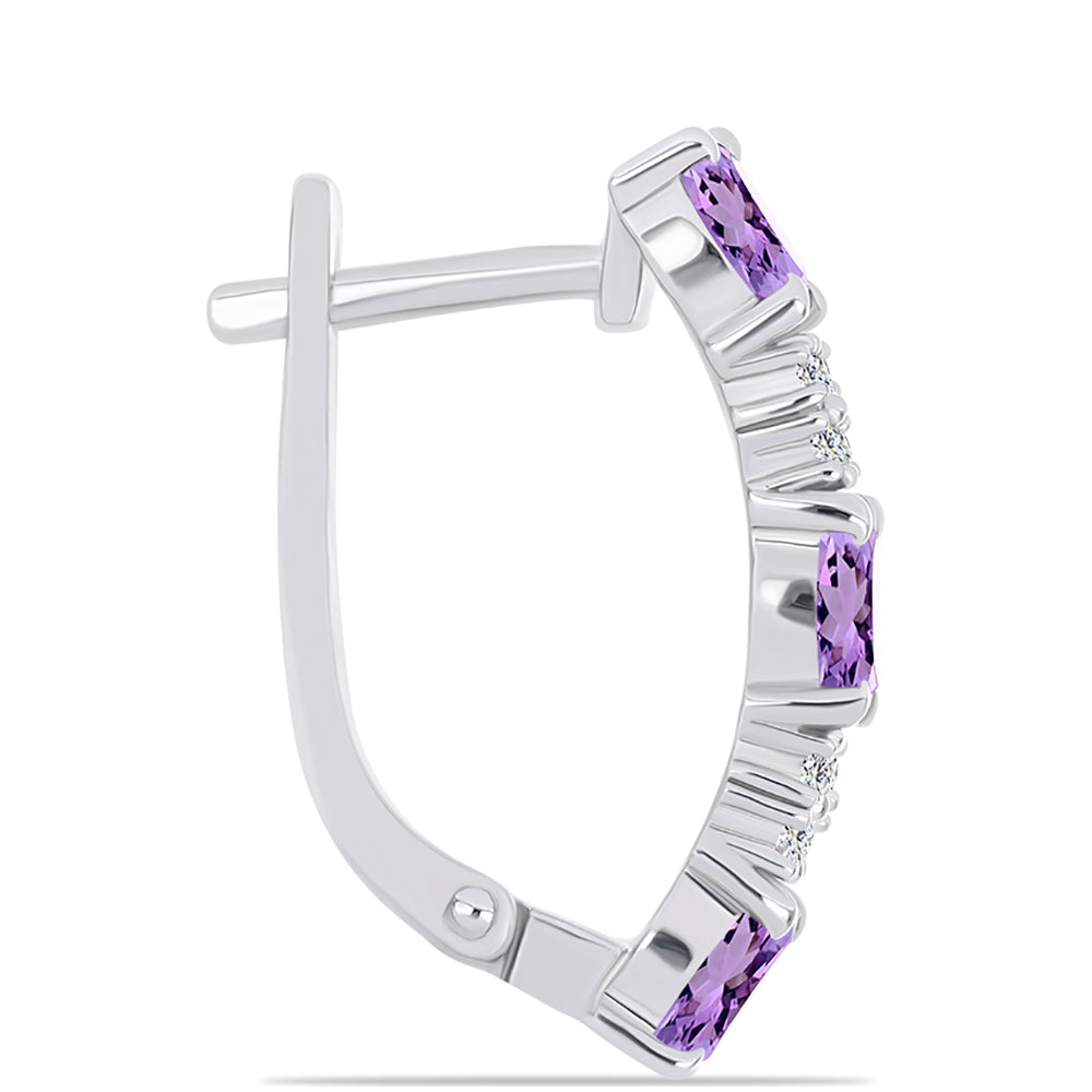 Silberohrringe mit Rose De France Amethyst und weißem Topas 2 