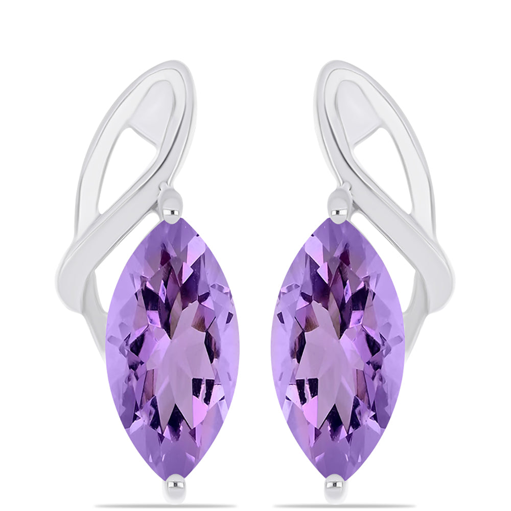 Silberohrringe mit Rose De France Amethyst