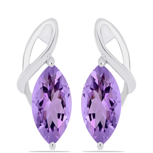 Silberohrringe mit Rose De France Amethyst