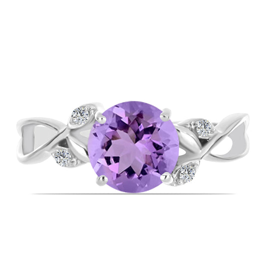 Silberring mit Rose De France Amethyst und weißem Topas