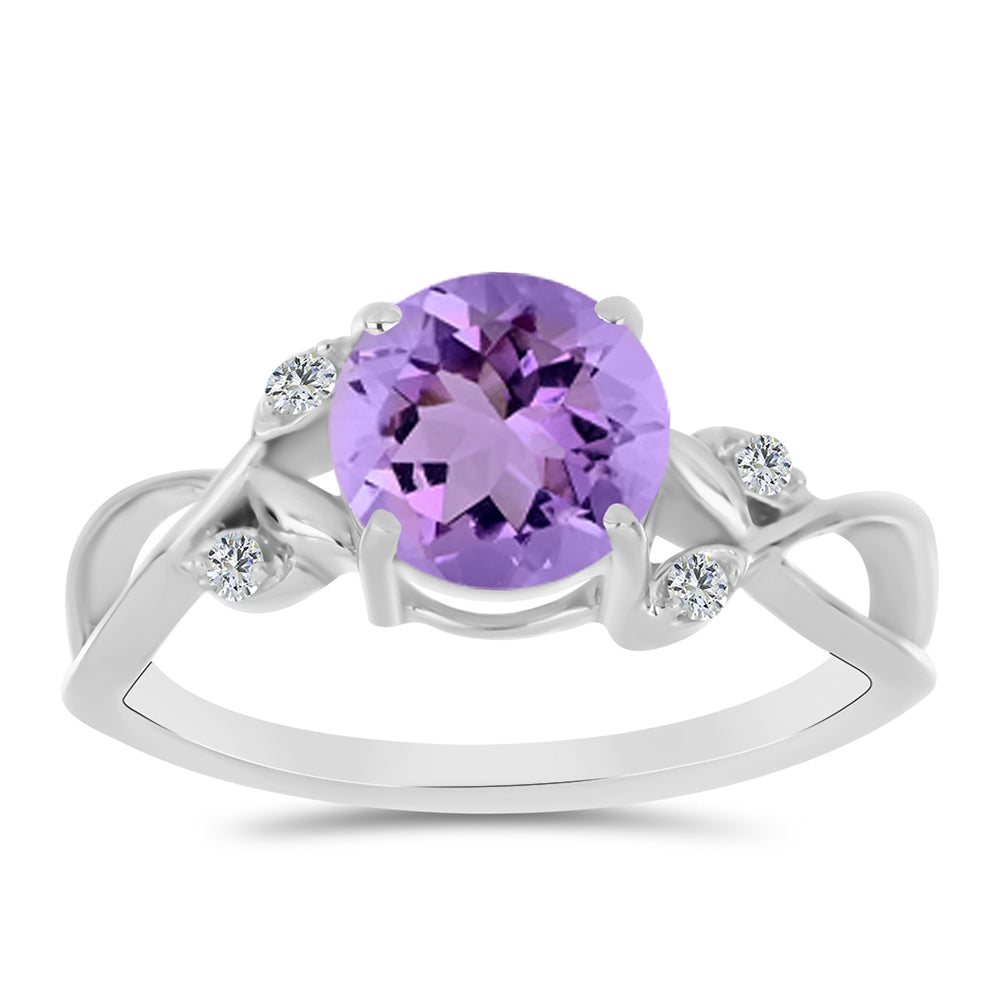 Silberring mit Rose De France Amethyst und weißem Topas
