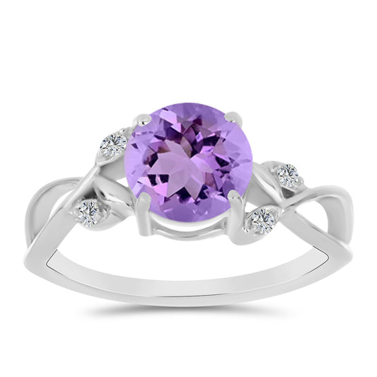 Silberring mit Rose De France Amethyst und weißem Topas