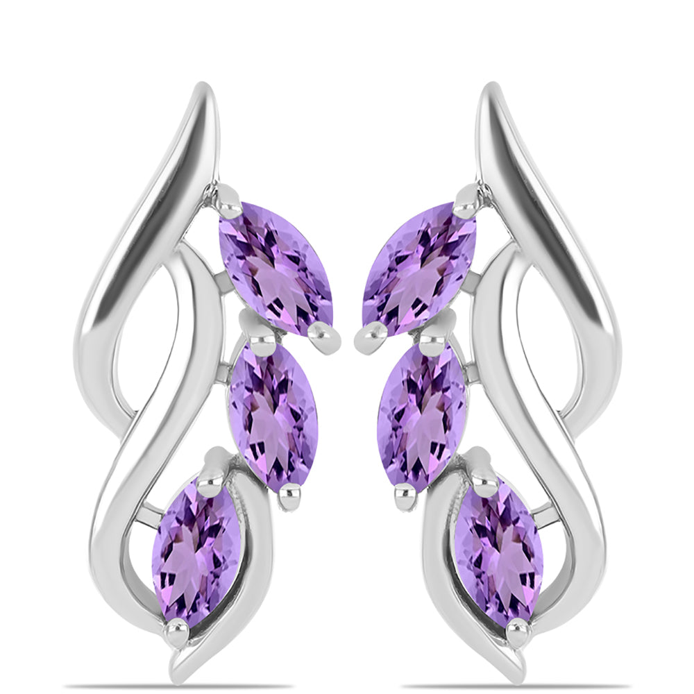 Silberohrringe mit Rose De France Amethyst 1 