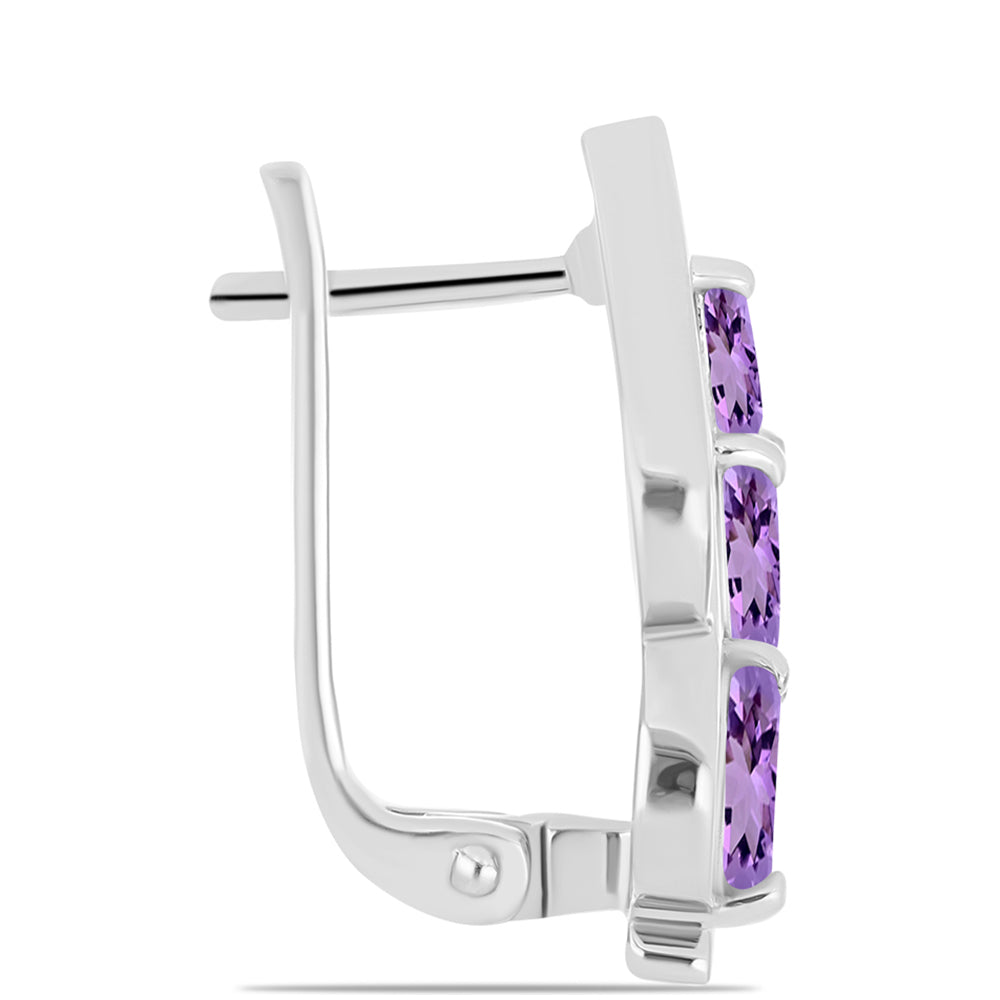 Silberohrringe mit Rose De France Amethyst 2 