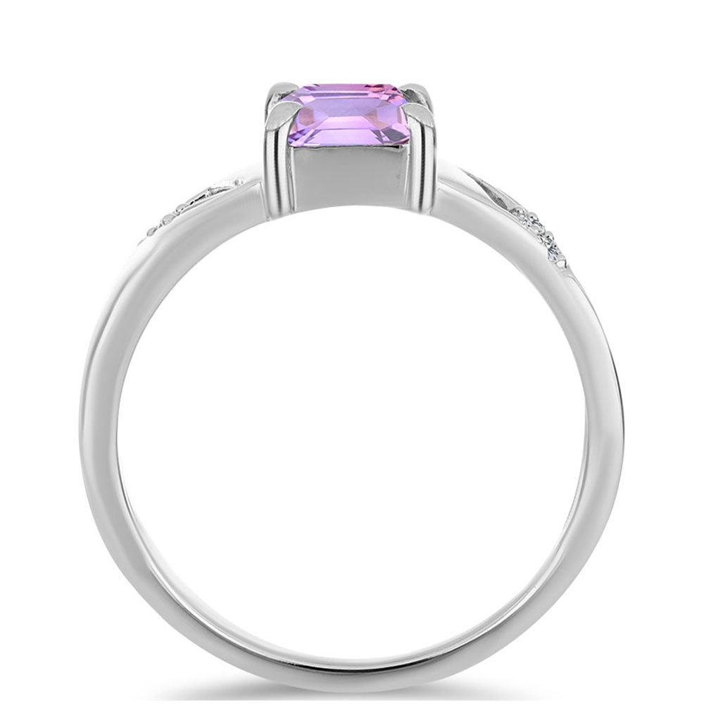 Silberring mit Rose De France Amethyst und weißem Topas 2 