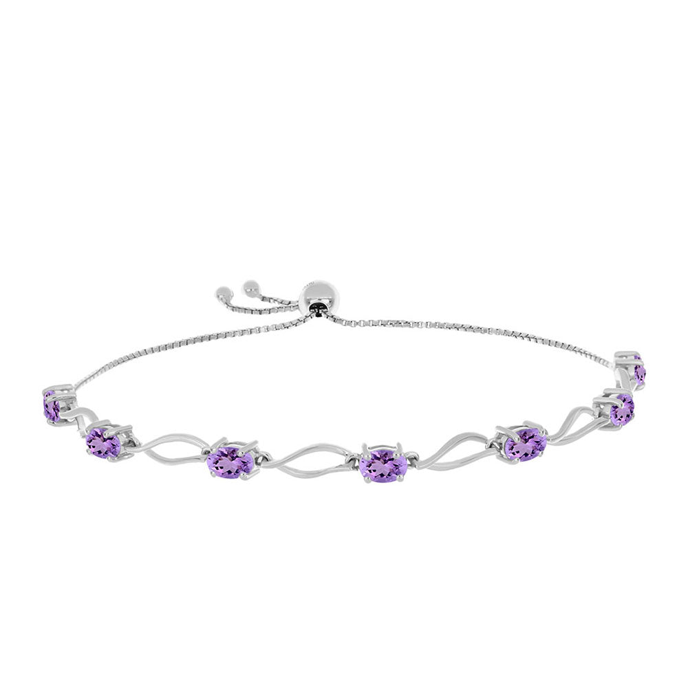 Silberarmband mit Rose De France Amethyst