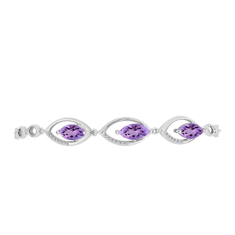 Silberarmband mit Rose De France Amethyst und weißem Topas 2 