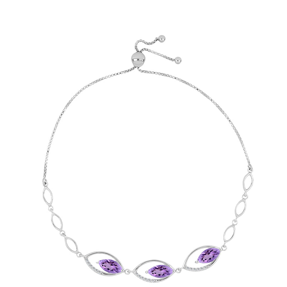 Silberarmband mit Rose De France Amethyst und weißem Topas 1 