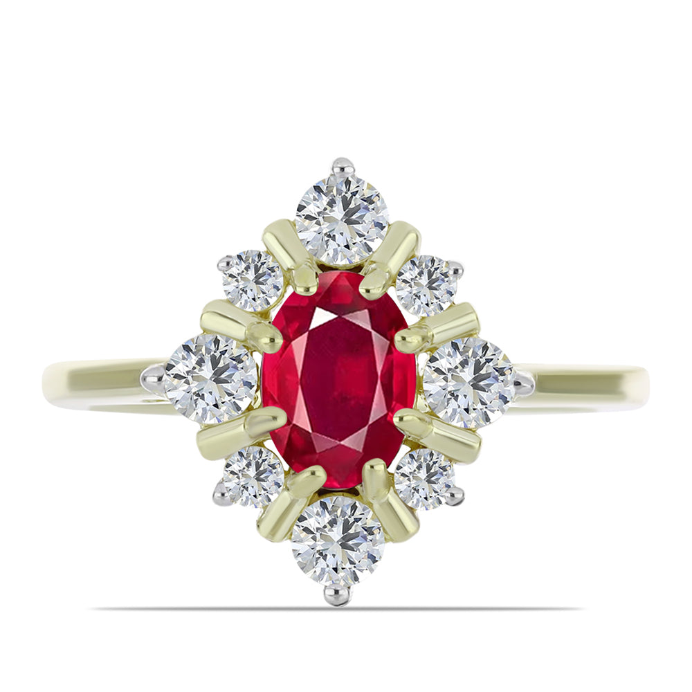 Goldplattierter Silberring mit Rubin aus Madagaskar und weißem Topas 1 