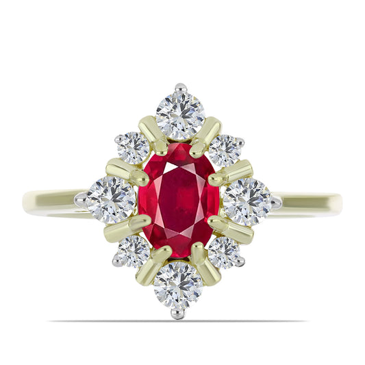 Goldplattierter Silberring mit Rubin aus Madagaskar und weißem Topas