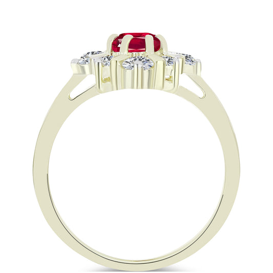 Goldplattierter Silberring mit Rubin aus Madagaskar und weißem Topas