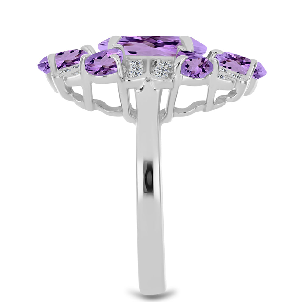 Silberring mit Rose De France Amethyst und weißem Topas 4 