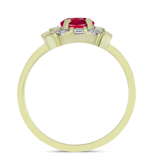 Goldplattierter Silberring mit Rubin aus Madagaskar und weißem Zirkon