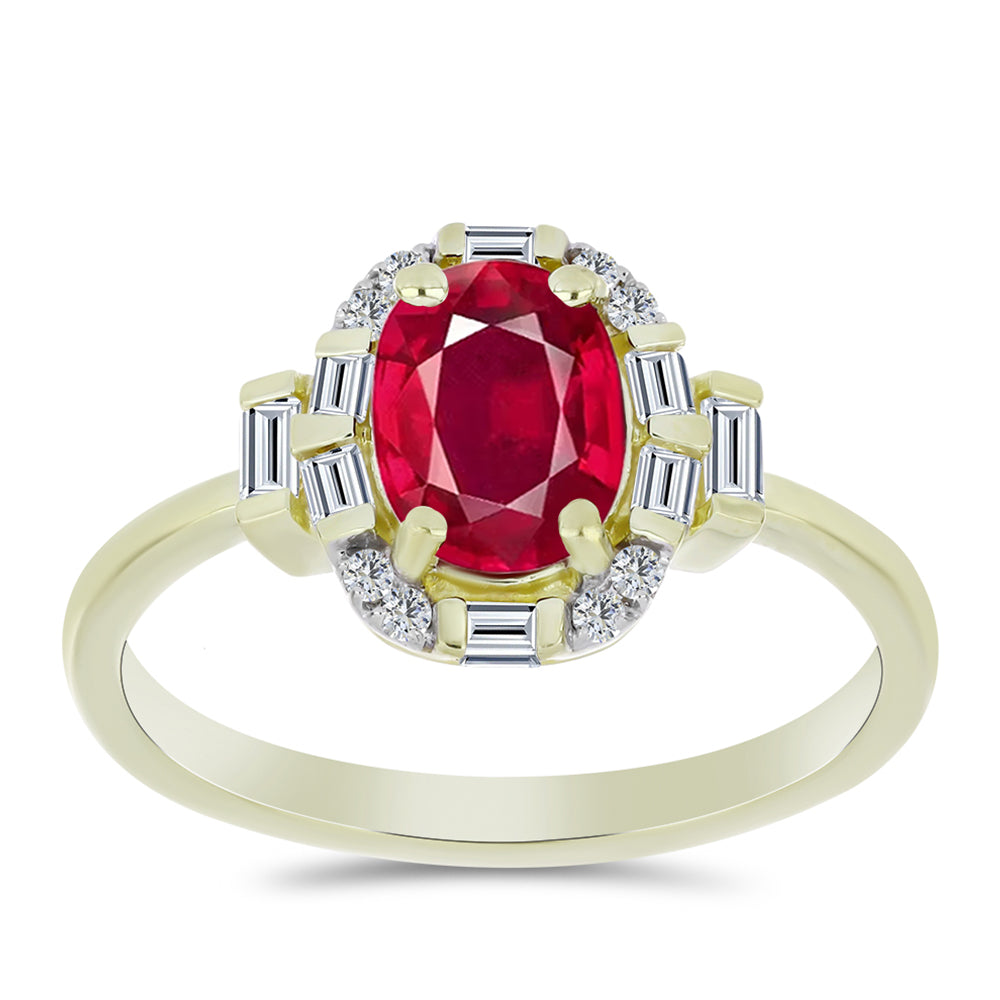 Goldplattierter Silberring mit Rubin aus Madagaskar und weißem Zirkon