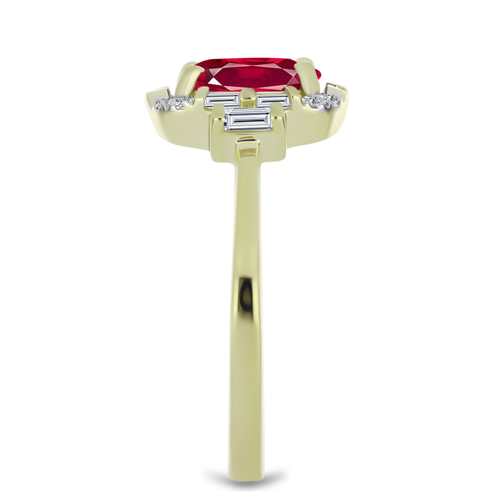 Goldplattierter Silberring mit Rubin aus Madagaskar und weißem Zirkon 4 