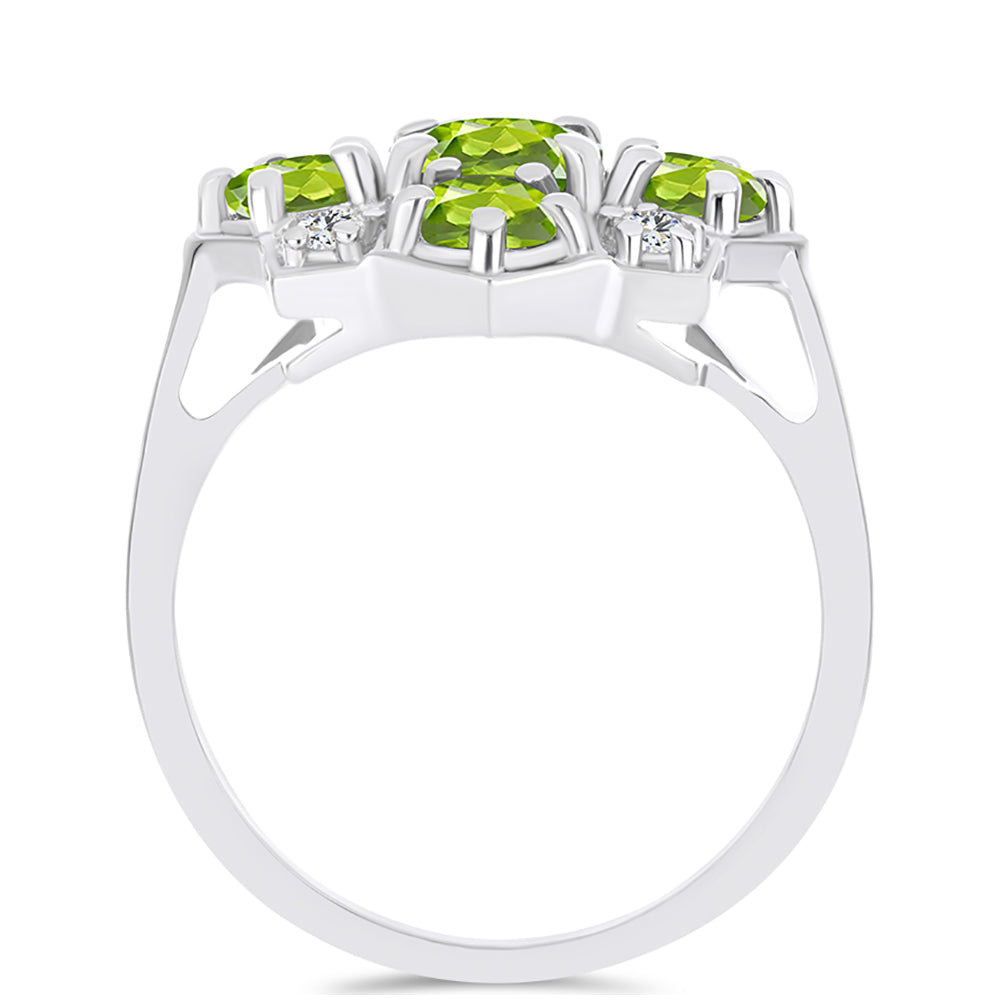 Silberring mit Peridot aus Changbai und weißem Topas