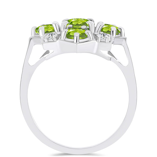 Silberring mit Peridot aus Changbai und weißem Topas