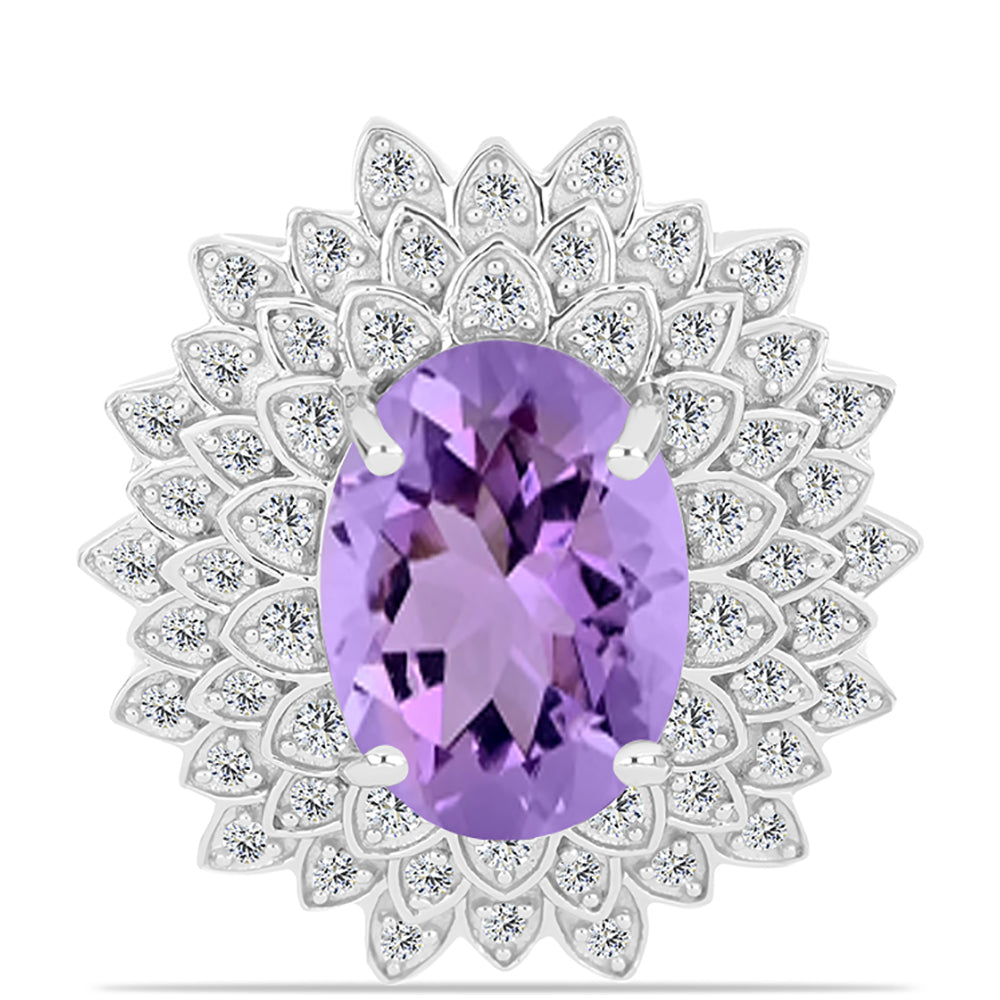 Silberring mit Rose De France Amethyst und weißem Topas 1 