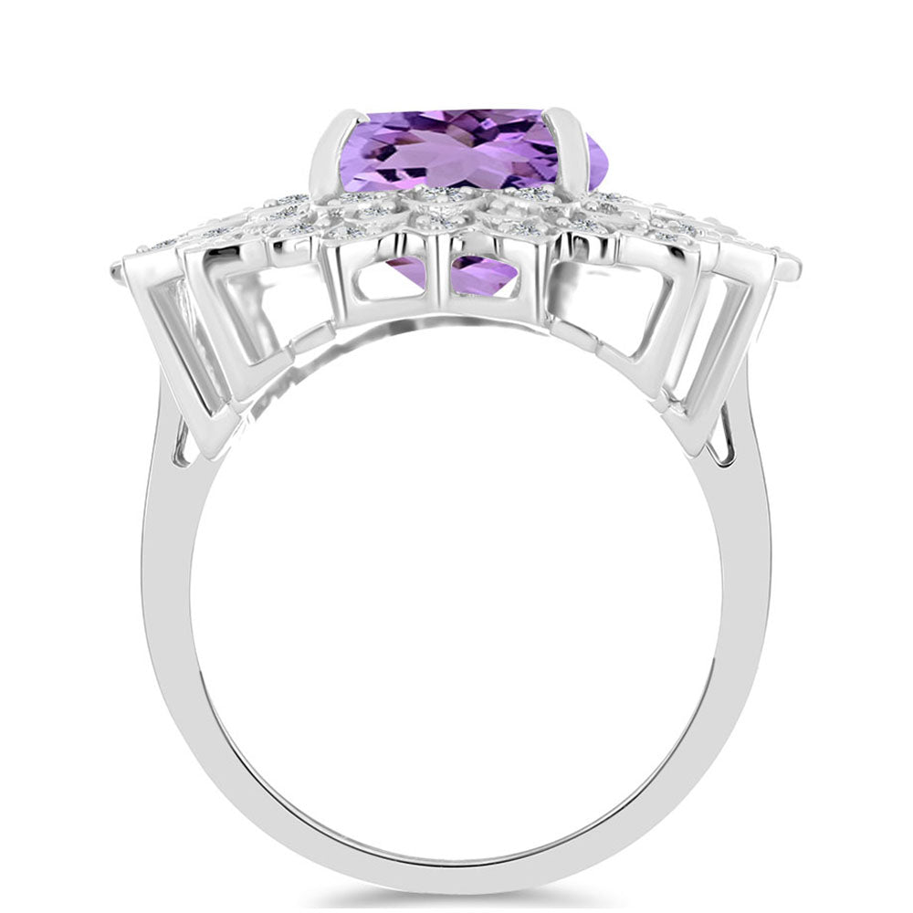 Silberring mit Rose De France Amethyst und weißem Topas 2 