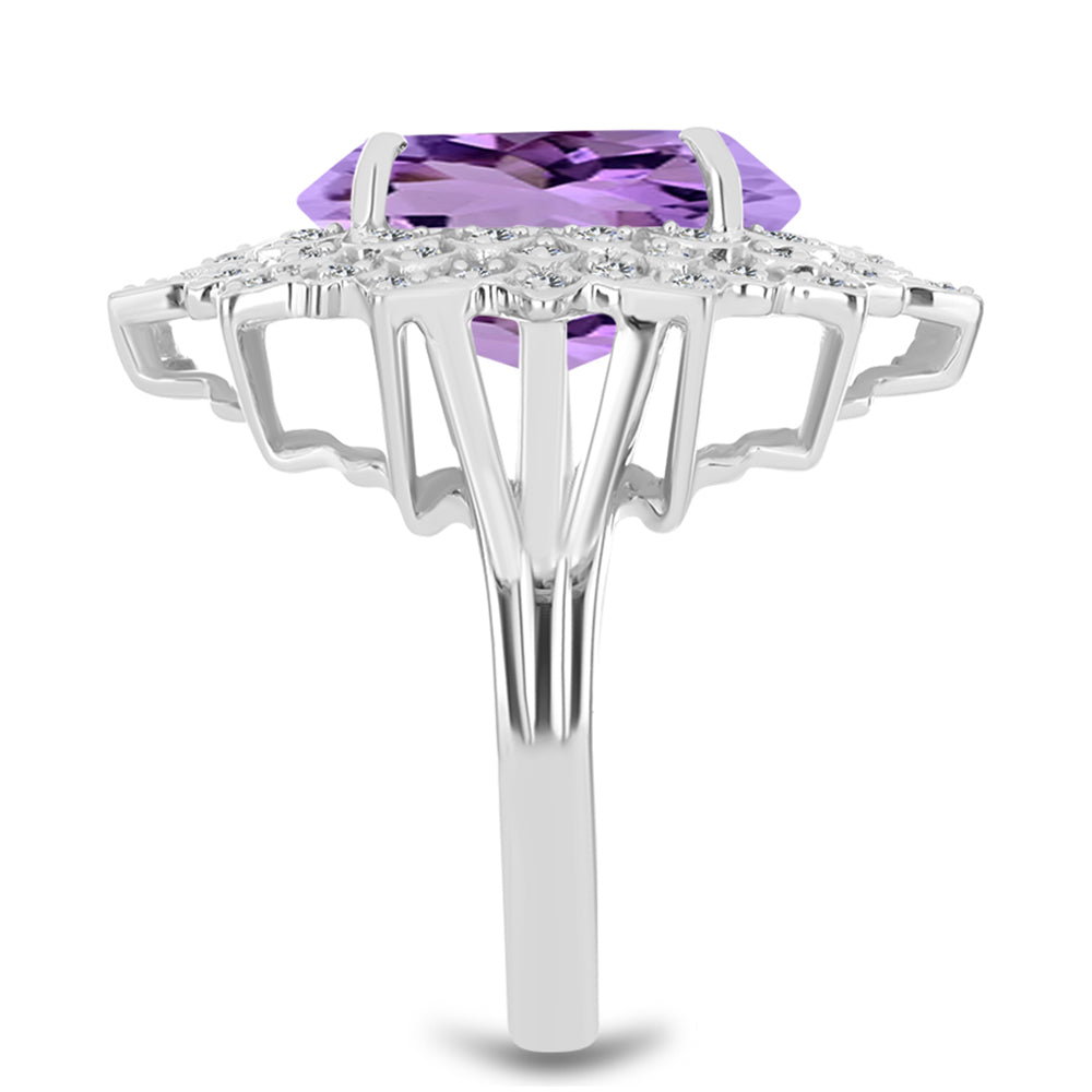 Silberring mit Rose De France Amethyst und weißem Topas 4 