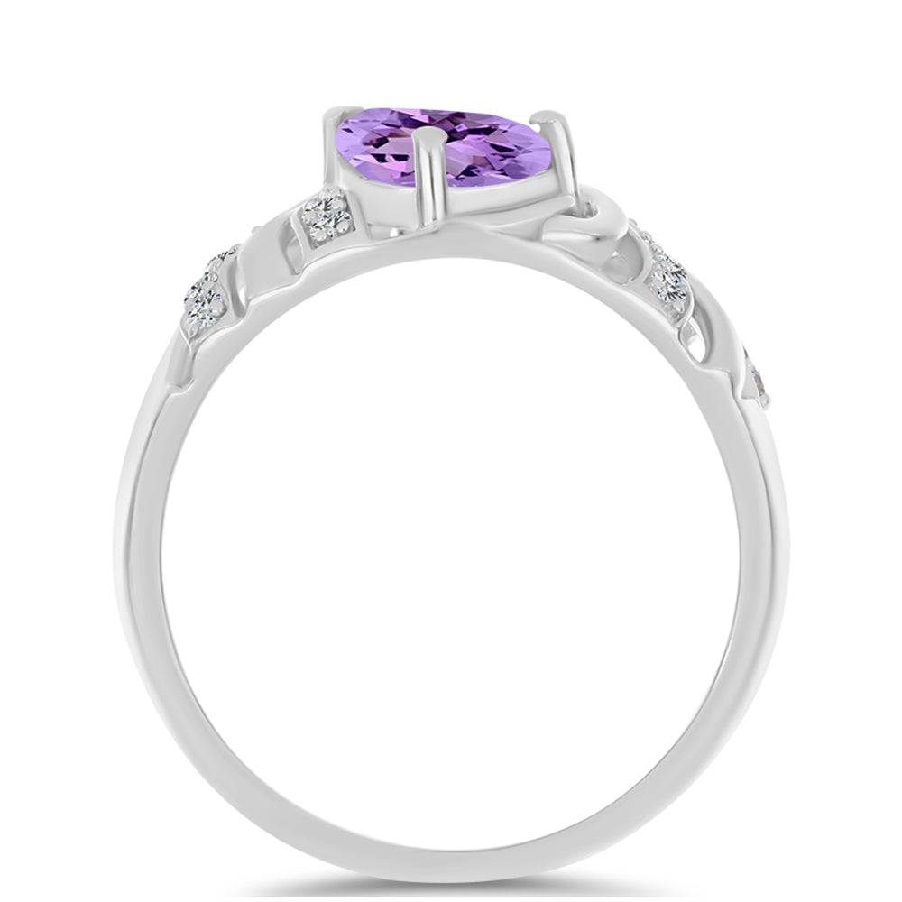 Silberring mit Rose De France Amethyst und weißem Topas