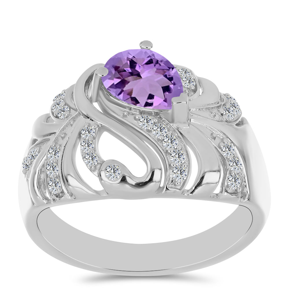 Silberring mit Rose De France Amethyst und weißem Topas 3 