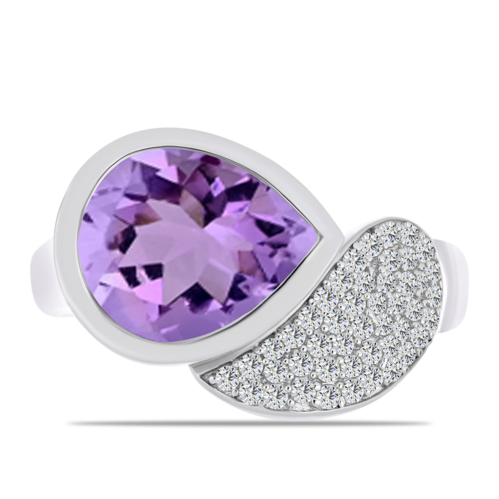 Silberring mit Rose De France Amethyst und weißem Topas 1 