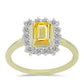 Goldplattierter Silberring mit gelbem Rosebery Saphir und weißem Topas