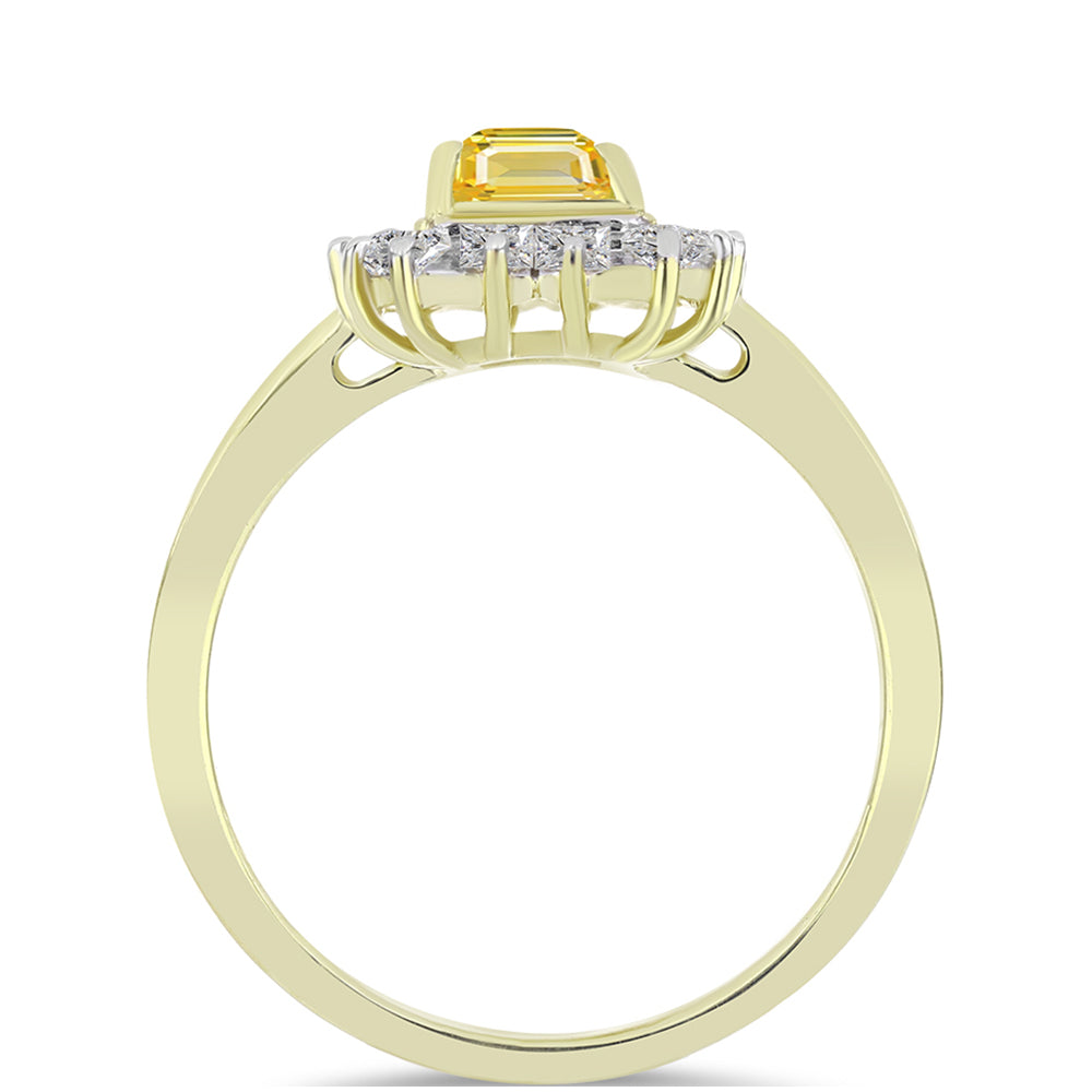 Goldplattierter Silberring mit gelbem Rosebery Saphir und weißem Topas 2 
