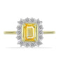 Goldplattierter Silberring mit gelbem Rosebery Saphir und weißem Topas