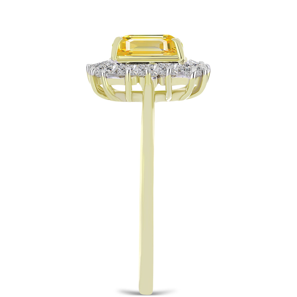 Goldplattierter Silberring mit gelbem Rosebery Saphir und weißem Topas 4 