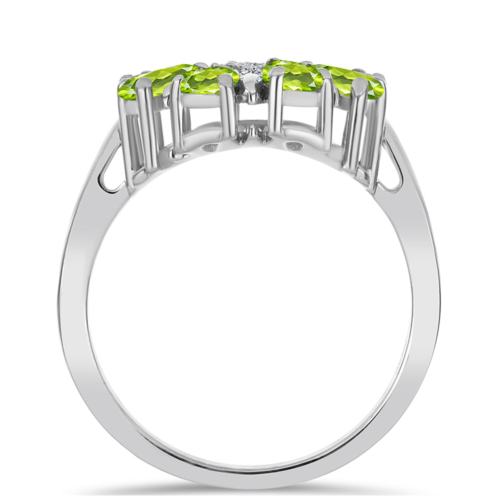 Silberring mit Peridot aus Changbai und weißem Topas