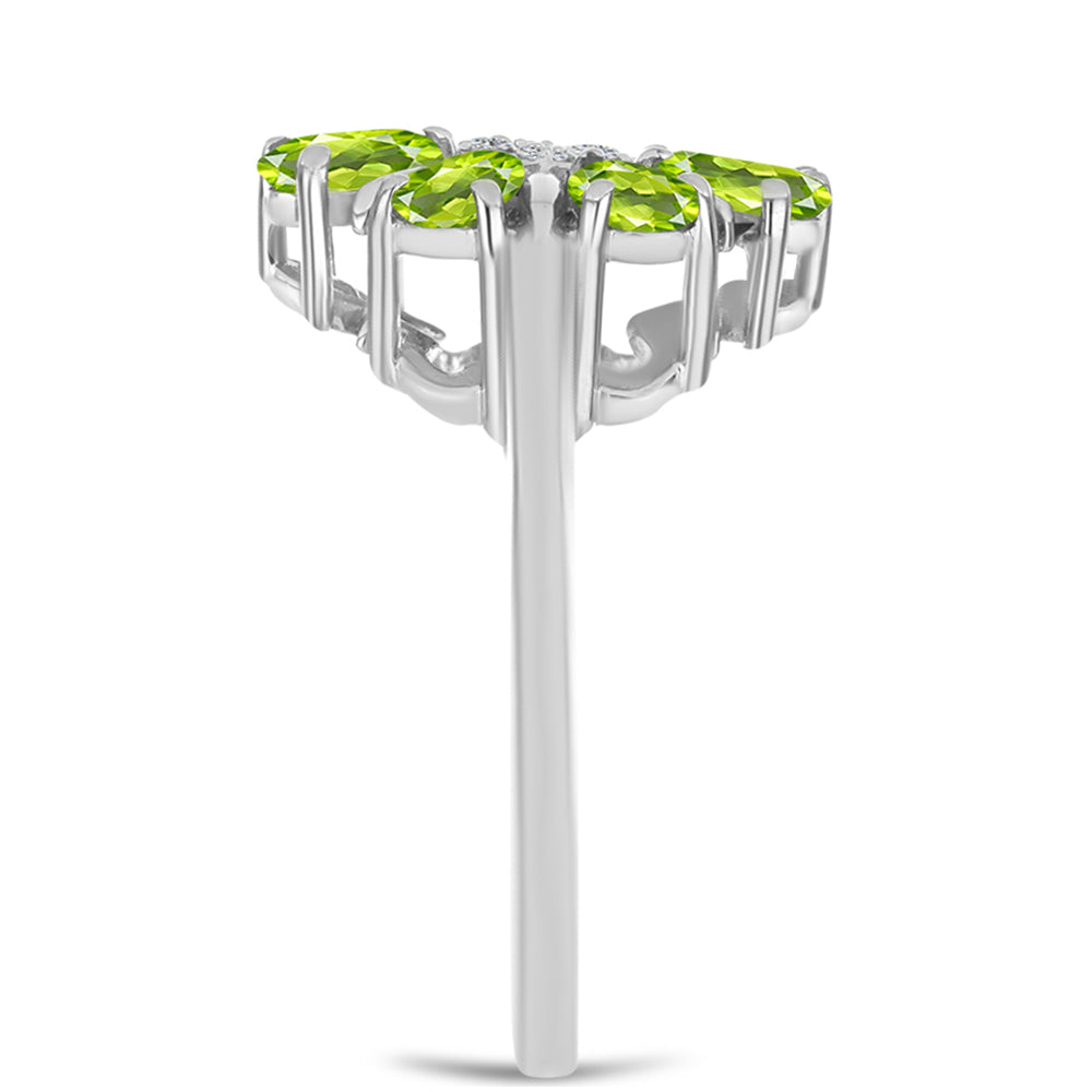 Silberring mit Peridot aus Changbai und weißem Topas 4 