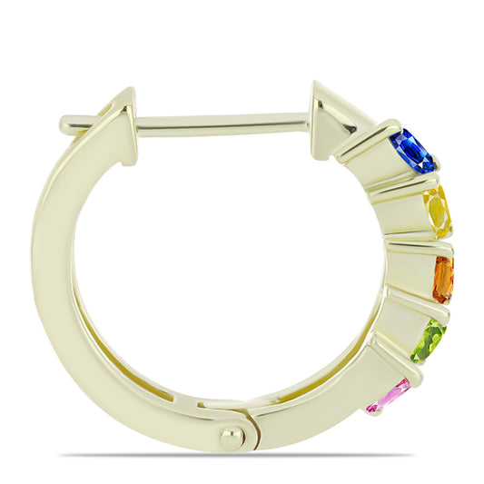 Goldplattierte Silberohrringe mit regenbogenfarbenem Rosebery Saphir