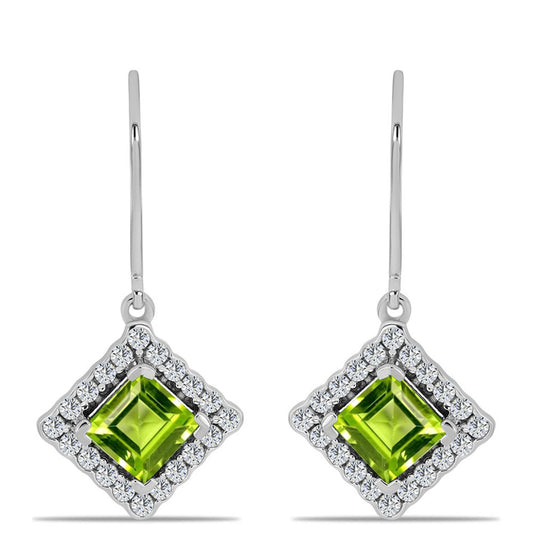 Silberohrringe mit Peridot aus Changbai und weißem Topas