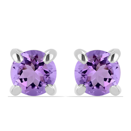 Silberohrringe mit Rose De France Amethyst