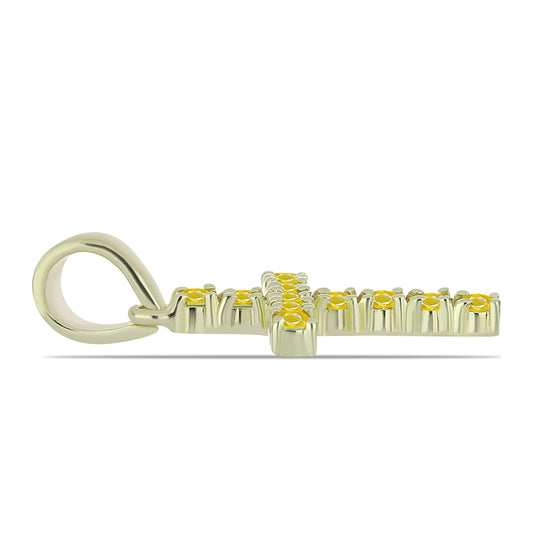 Goldplattierter Silberanhänger mit gelbem Rosebery Saphir