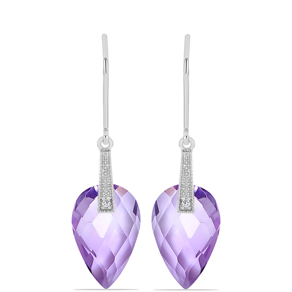 Silberohrringe mit Rose De France Amethyst und weißem Topas 1 