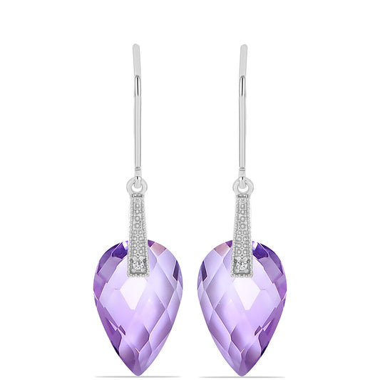 Silberohrringe mit Rose De France Amethyst und weißem Topas