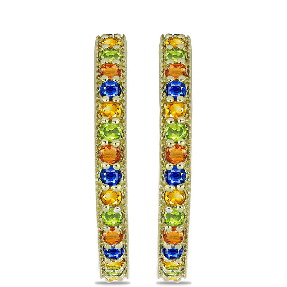 Goldplattierte Silberohrringe mit regenbogenfarbenem Rosebery Saphir 1 